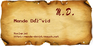 Mende Dávid névjegykártya